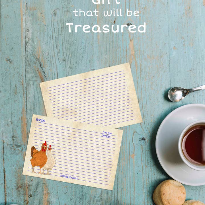 Julie Townsend Studio - Wholesale Recipe Card - Recipe Cards - Set of 12 Cute Chicken Recipe Cards - 1233