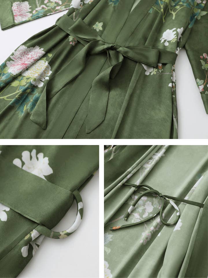 Floral Olive Kimono Robe for wholesale on Faire19
