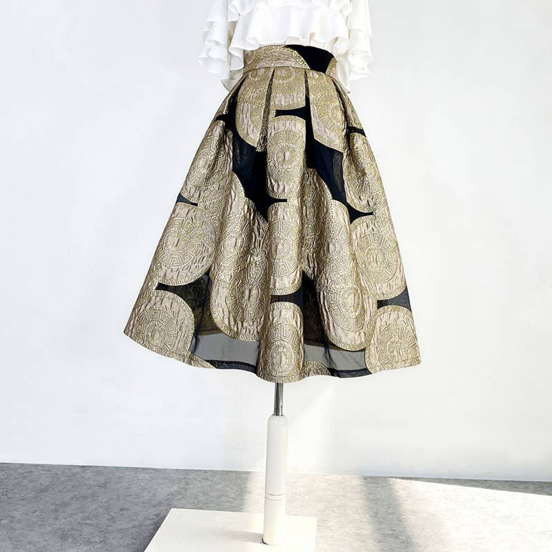 Yellow SK027Y Elegant Embroidered Organza Midi Tutu Skirt for wholesale on Faire0