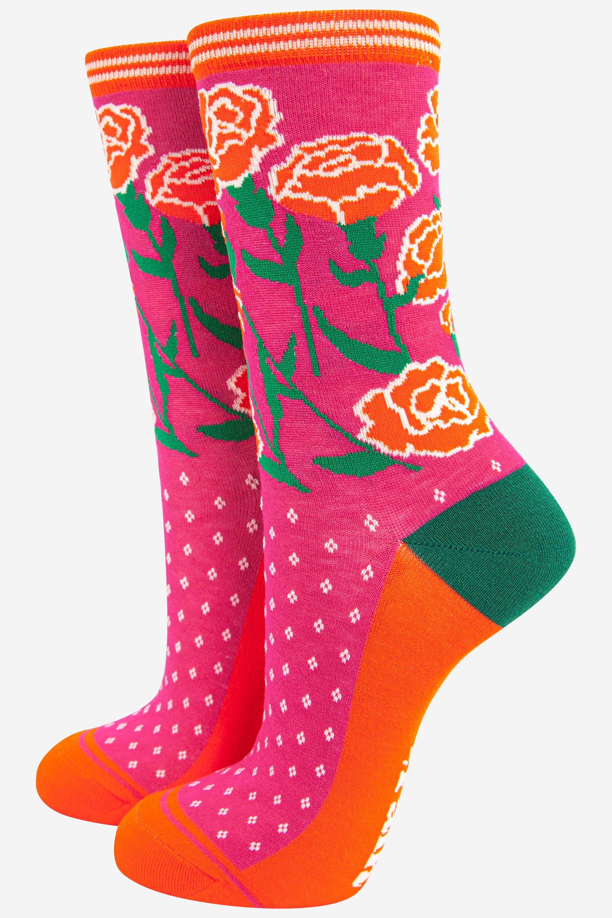Sock Talk - Wholesale Socks - Women's - Women's Carnation Floral Print Bamboo Socks