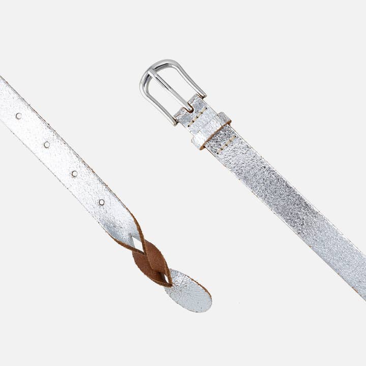 GISELLE SILVER BELT - SKINNY METALLIC GOLD BUCKLE for wholesale on Faire