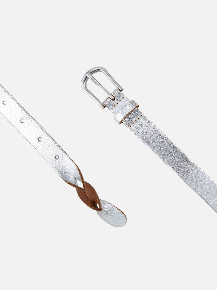 GISELLE SILVER BELT - 0.8" SKINNY METALLIC GOLD BUCKLE for wholesale by Rather Happy