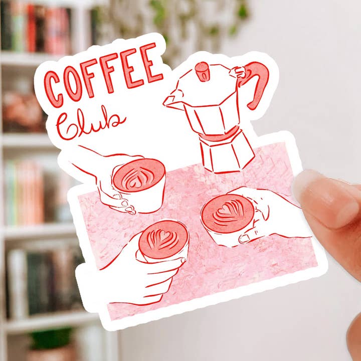 Coffee Club Sticker for wholesale by Oats & Honey
