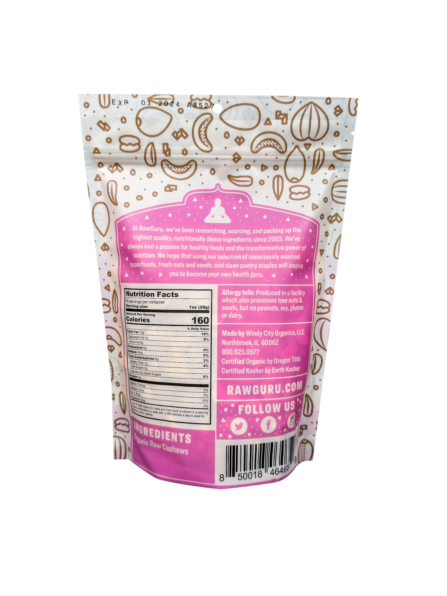 Windy City Organics - Wholesale Nuts - Raw Organic Cashew Halves | 16 oz1