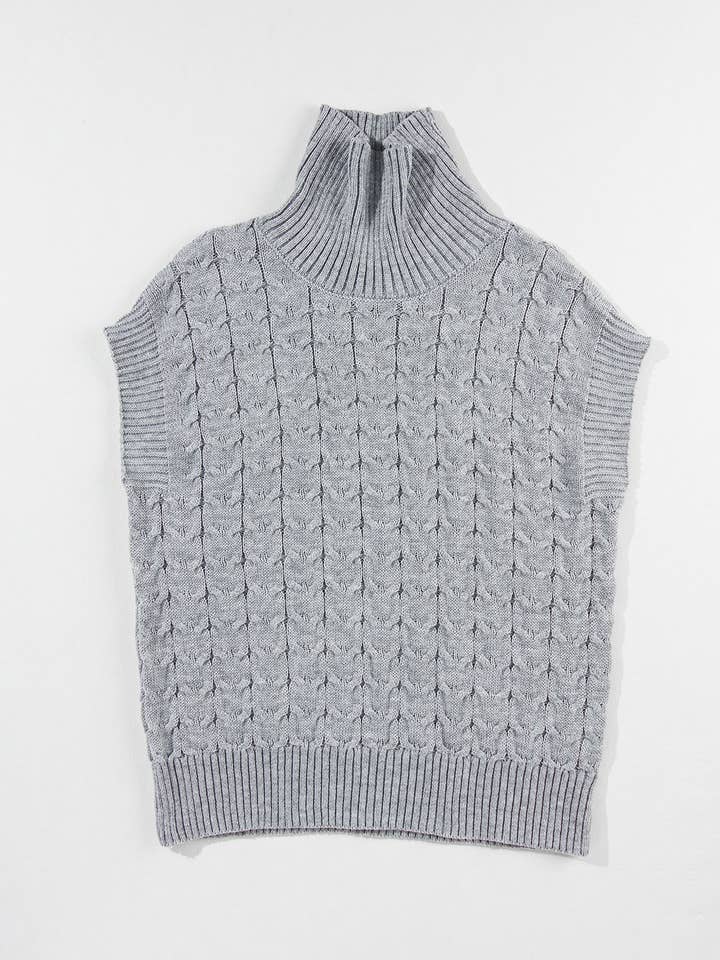 FASHION BLVD - Wholesale Knit Sweater - Women's - FB Cable Knit Turtleneck Batwing Short Sleeve Sweater1