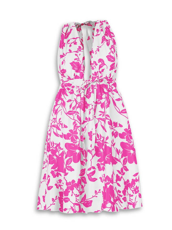 Pheme Printet Halter Silke Minikjole - Peony Floral for engroshandel hos AMARIS - Sustainable Womens Resortwear