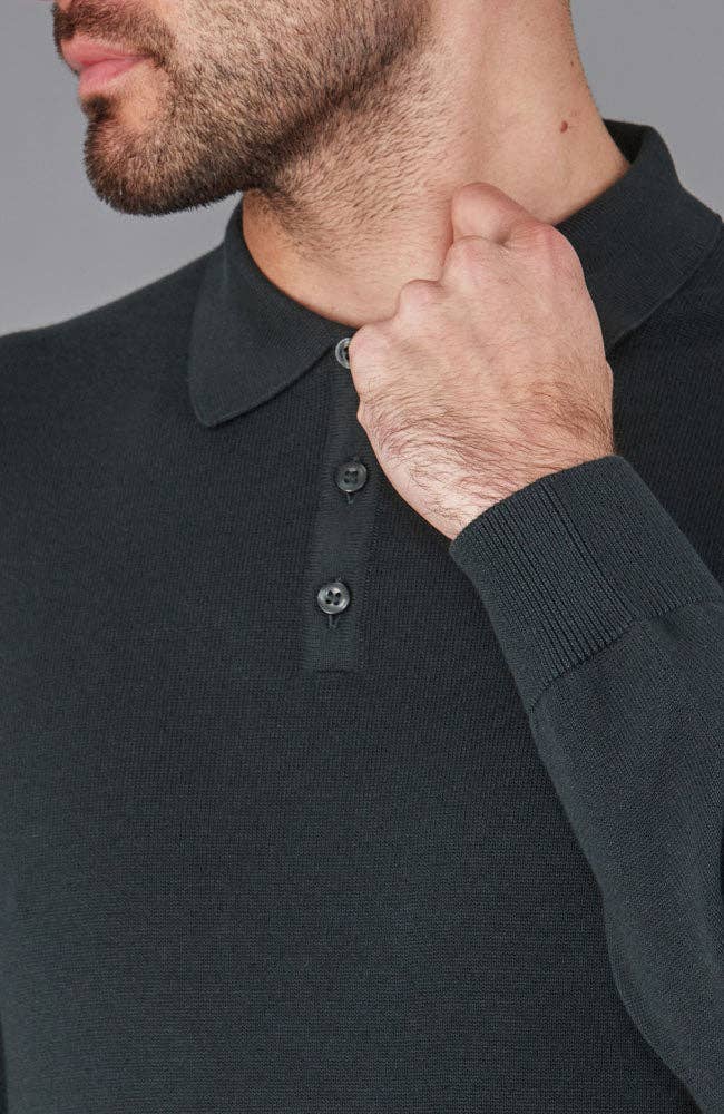 Paul James Knitwear – wholesale Polo – Men’s – Mens Lightweight Cotton Long Sleeve Knitted Polo Shirt25