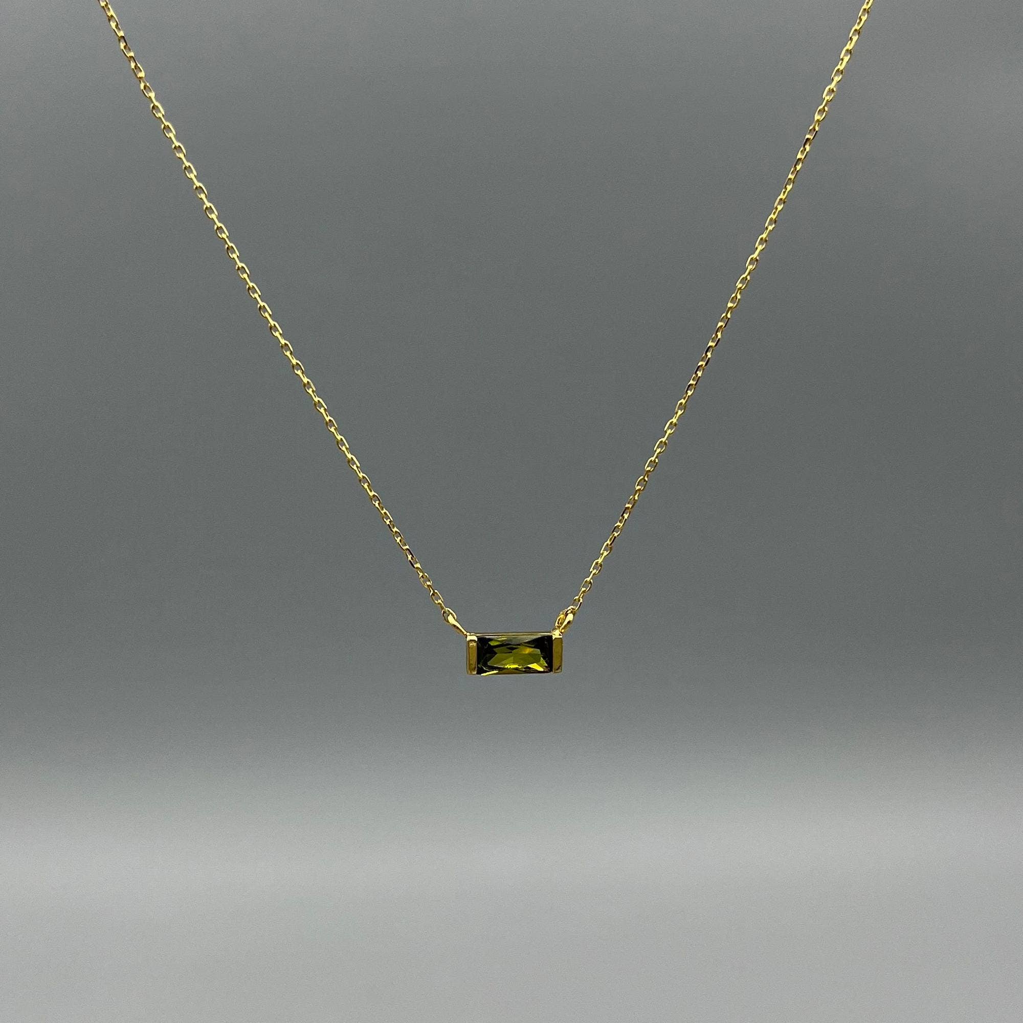 Something Silver - Wholesale Pendant/Charm Necklace - Gold Baguette Birthstone Necklace7