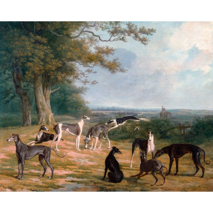 Sea to Skye - Wholesale Art Print - Nine Greyhounds in a Landscape Antique Art Print1