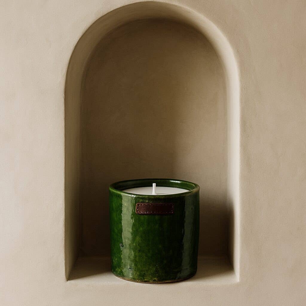 High crafty - Wholesale Jar/Filled Candle - 🪔 Artisanal Tamegroute Ceramic Candle – Green & Sahara Ochr4