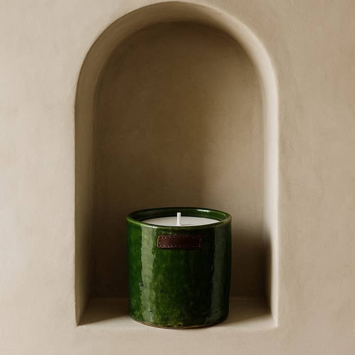High crafty - Wholesale Jar/Filled Candle - 🪔 Artisanal Tamegroute Ceramic Candle – Green & Sahara Ochr4