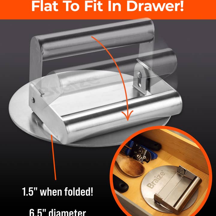 Braize - Wholesale Kitchen Tool/Gadget - Smash Burger Kit – Press, Spatula & Non-Stick Paper Sheets2