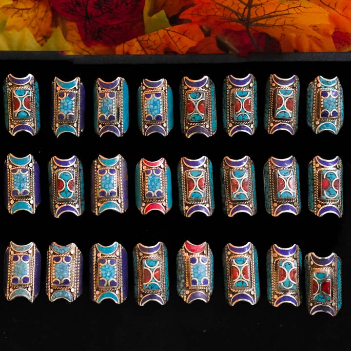 Bohemian Chunky Multi Stone Unisex Ring for wholesale by Karma Nepal Crafts