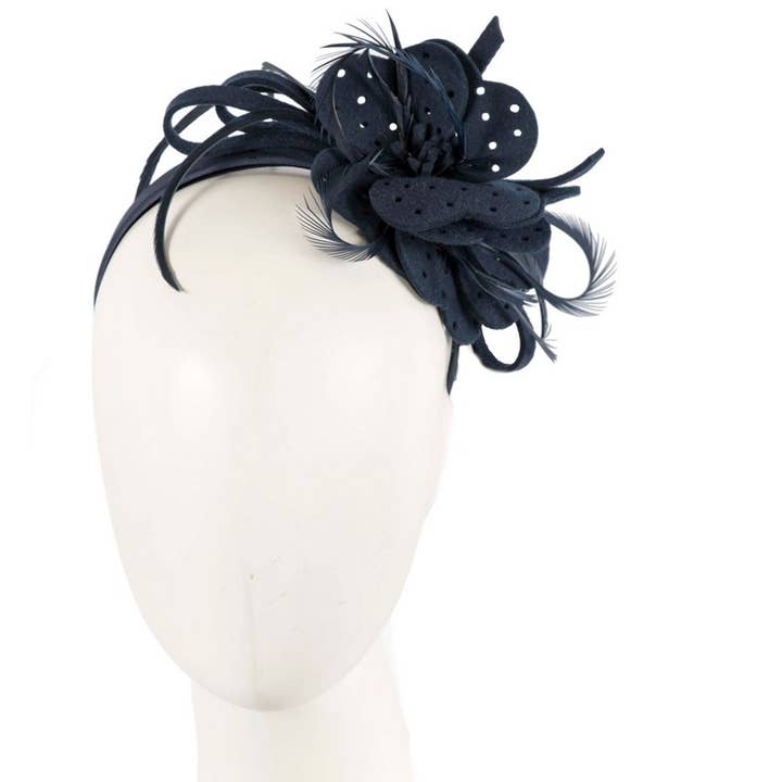 Felt flower winter fascinator for wholesale by Max Alexander by Cupids Millinery Melbourne