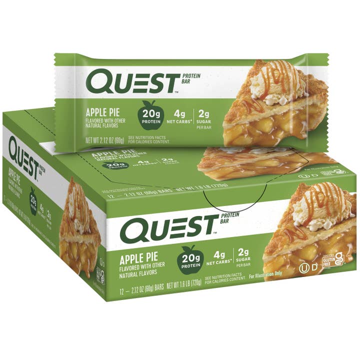Quest Protein Bar Apple Pie 2.12 oz 12 count for wholesale by Snacky Candy