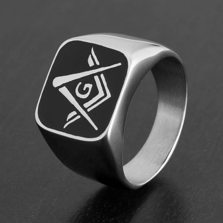 West Coast Jewelry - Wholesale Signet Ring - Masonic Shield Two Tone Stainless Steel Ring2