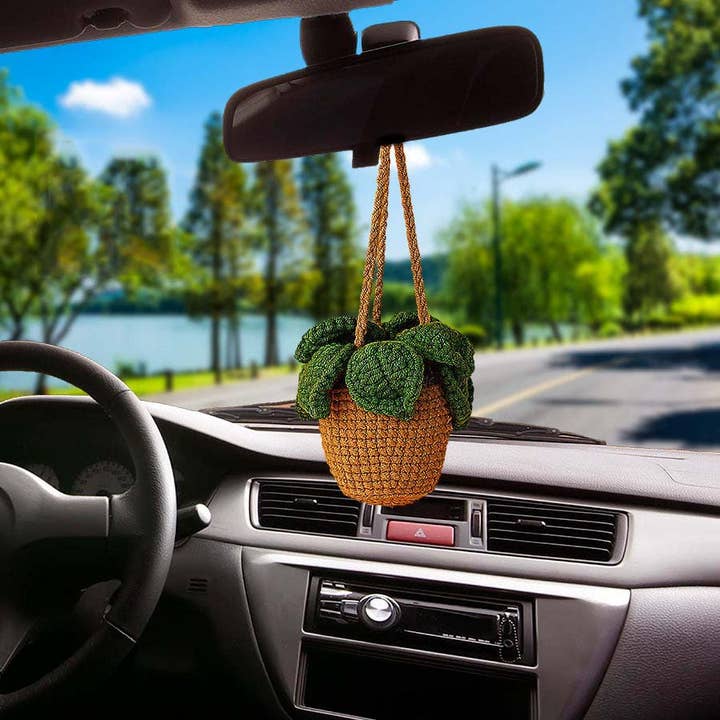 Maceta de ganchillo con forma de betel para colgar en el espejo del coche | Regalo para amantes de las plantas para venta al por mayor de Anh2 LTD