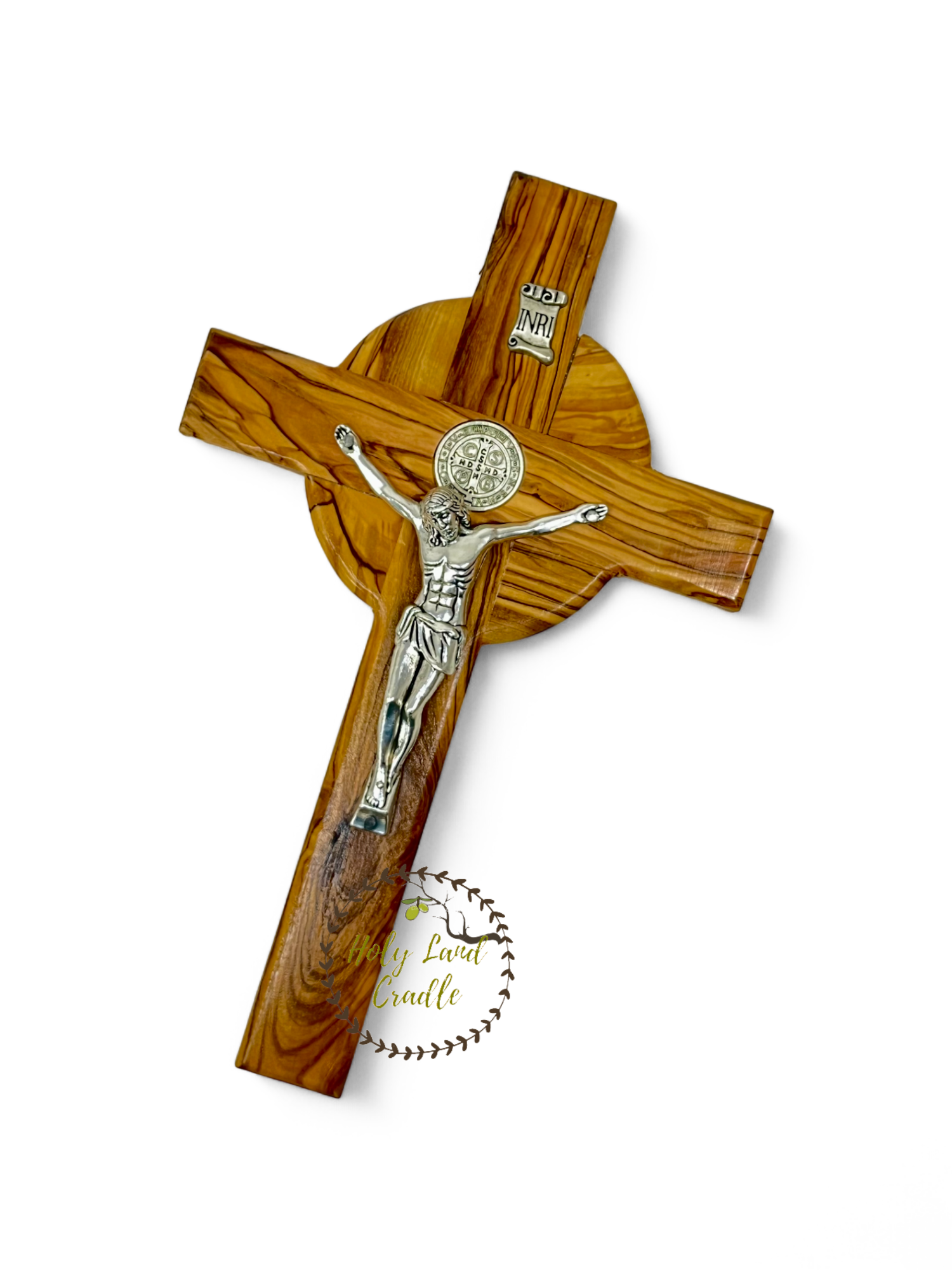 Holy Land Cradle - Wholesale Wall Cross - St. Benedict Olive Wood Cross3
