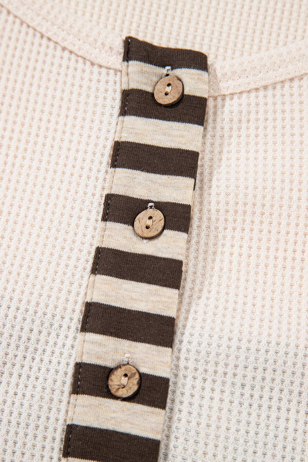 Parchment Plus Size Waffle Colorblock Striped Plaid Patchwork Half Button Pullover for wholesale on Faire3