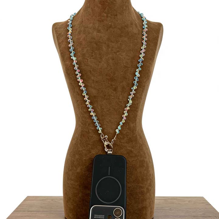 Bleu Clair Lanière de cou en perles de cristal BC5647 - Bleu clair en vente sur Faire1