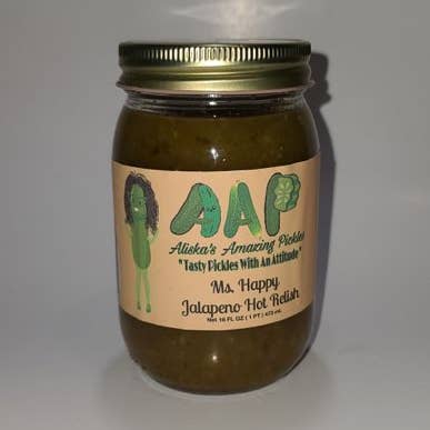 Fröken Happy Jalapeño Hot Relish för wholesale av Aliska's Amazing Pickles