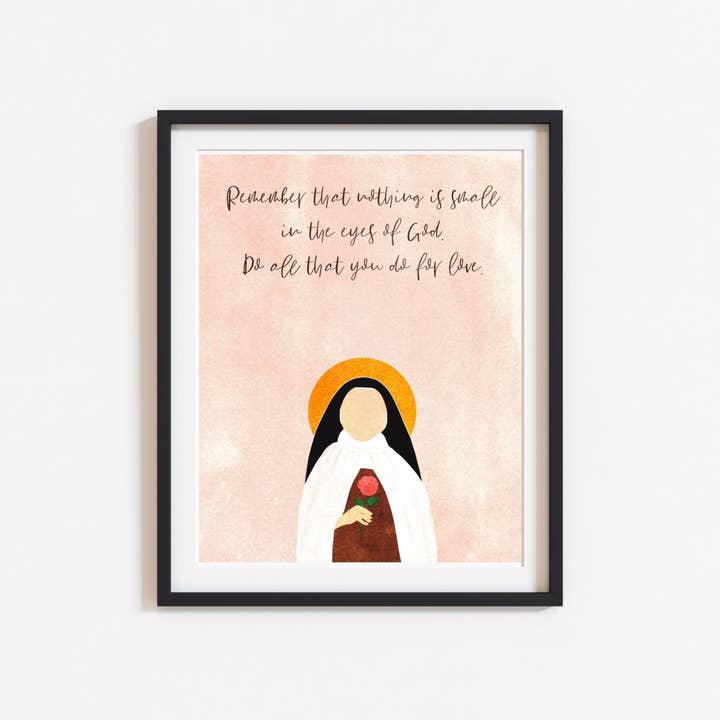 Small Things Print Co. - Wholesale Art Print - St. Therese of Lisieux Print, St. Therese of Lisieux Wall Art, 8 x 10, St. Therese of Lisieux Illustration4