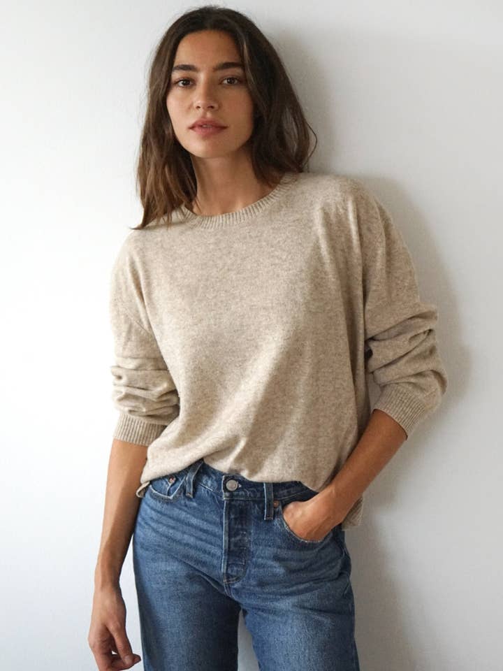 The Cashmere Cove Crew Neck // Oatmeal for wholesale by Beachwood The Label