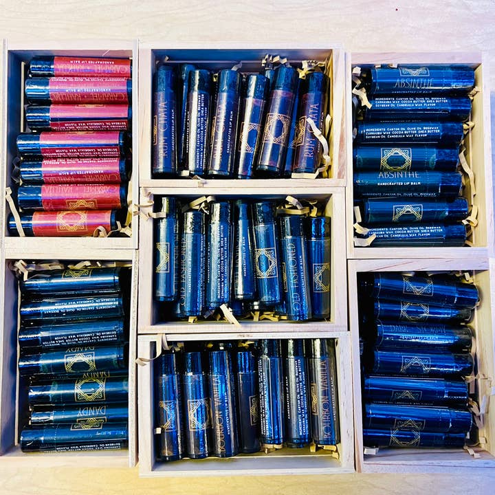 Mens Flavored Lip Balm Boutique Starter Pack - Liquor Themed for wholesale by Brick Oven SoapWorks