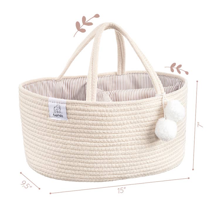 Fephas – wholesale Nappy caddy – Baby – Rope Diaper Caddy/ Beige