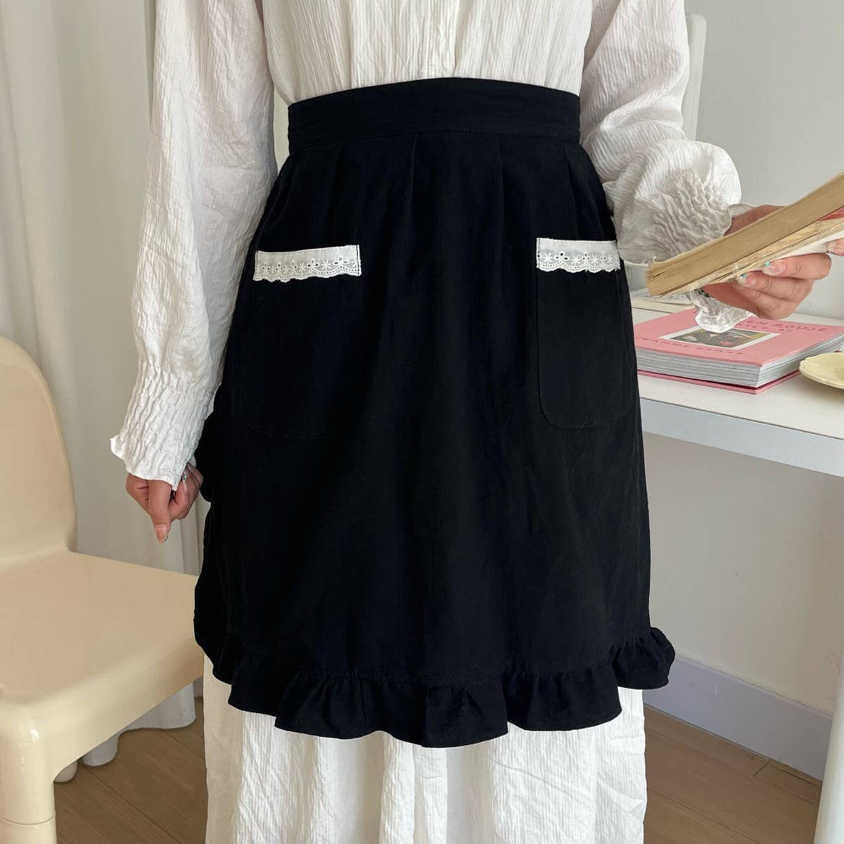 ACCITY - Wholesale Apron - WATERPROOF HALF-LENGTH COTTON LACE APRON_CWMM58268