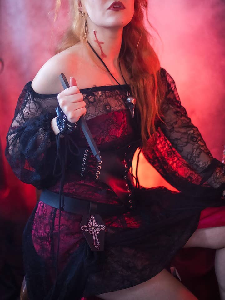 Black Lace Chemise Dress Woman shirt renaissance vampire for wholesale by Costurero Real