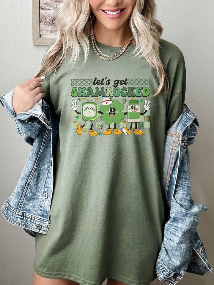 Nurse Lets Get Shamrocked Shirt, Nurse St Patricks Day Shirt for wholesale by SONDO DESIGN LTD