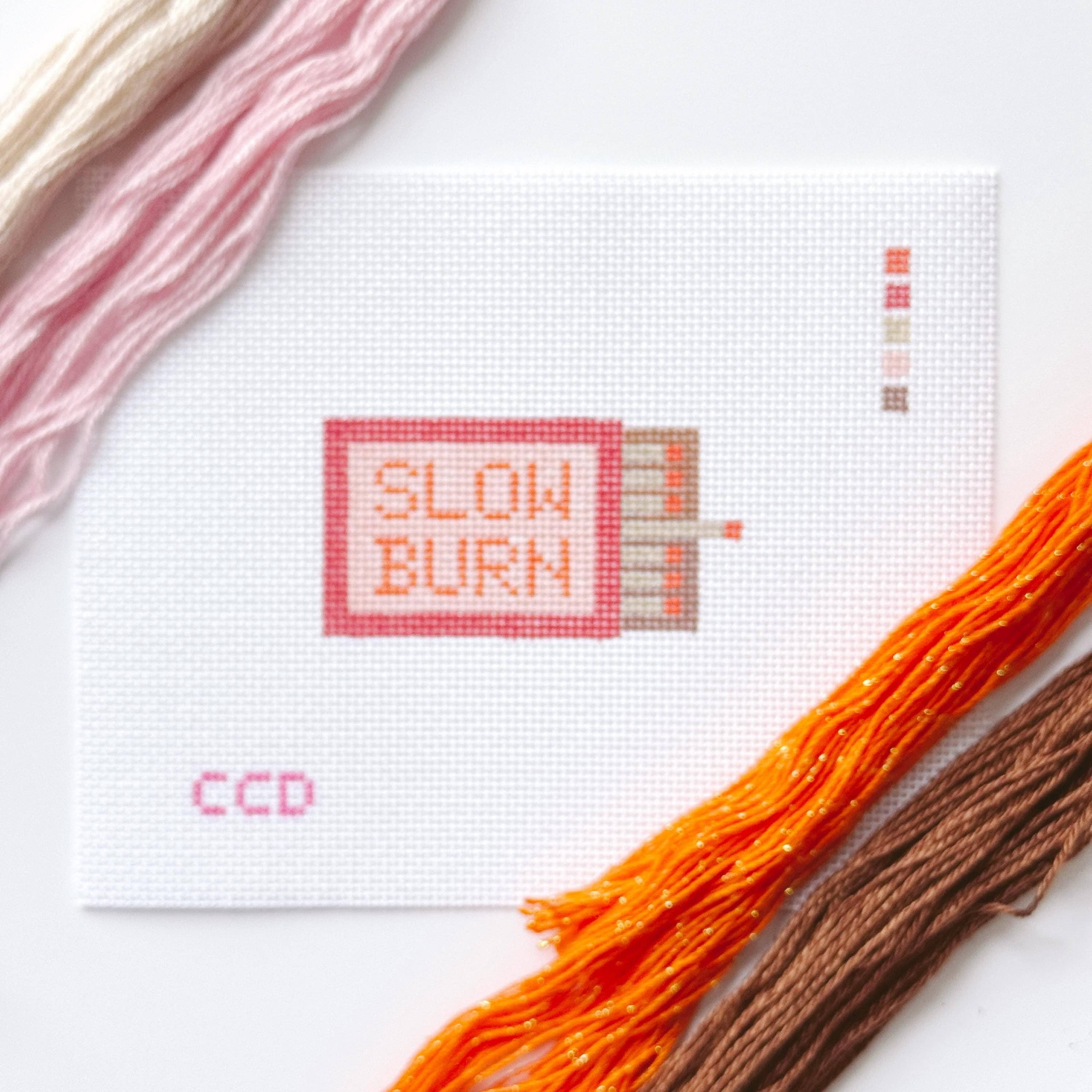 Cotswold Co Designs - Wholesale Embroidery/Cross Stitch Supplies - Hand Painted Slow Burn Matches 4” Needlepoint Canvas 13 Mesh Matches Needlepoint Canvas Valentines Day4