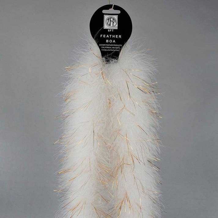 Zucker Feather Products - Wholesale Costume - Women's - Full Marabou Feather Boa with Lurex - White/Gold Lurex