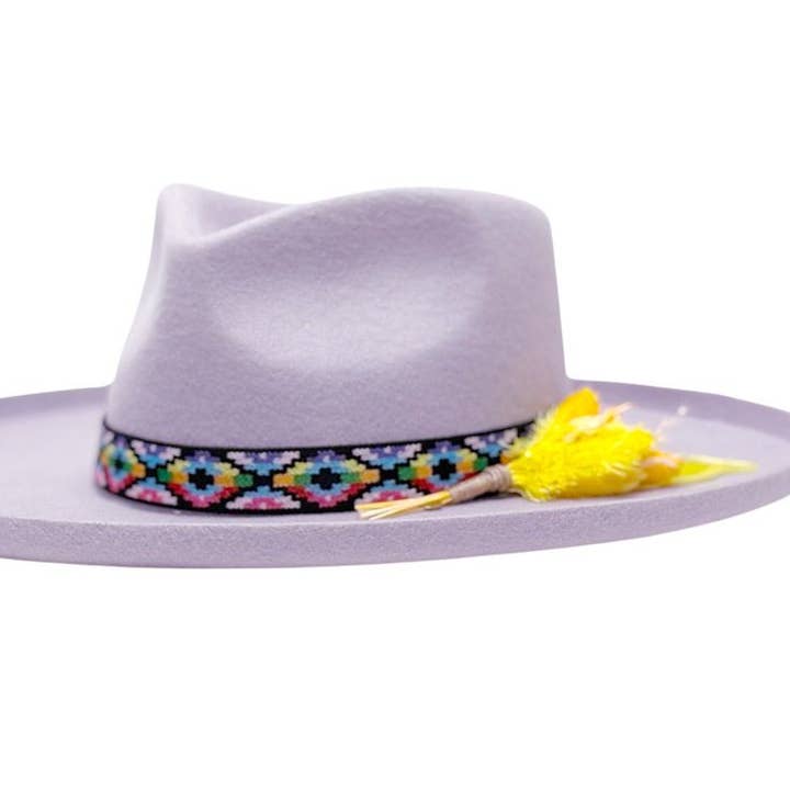 Australian Wool Felt Curled-Up Brim Fedora Hat with Flower for wholesale by Epoch hats