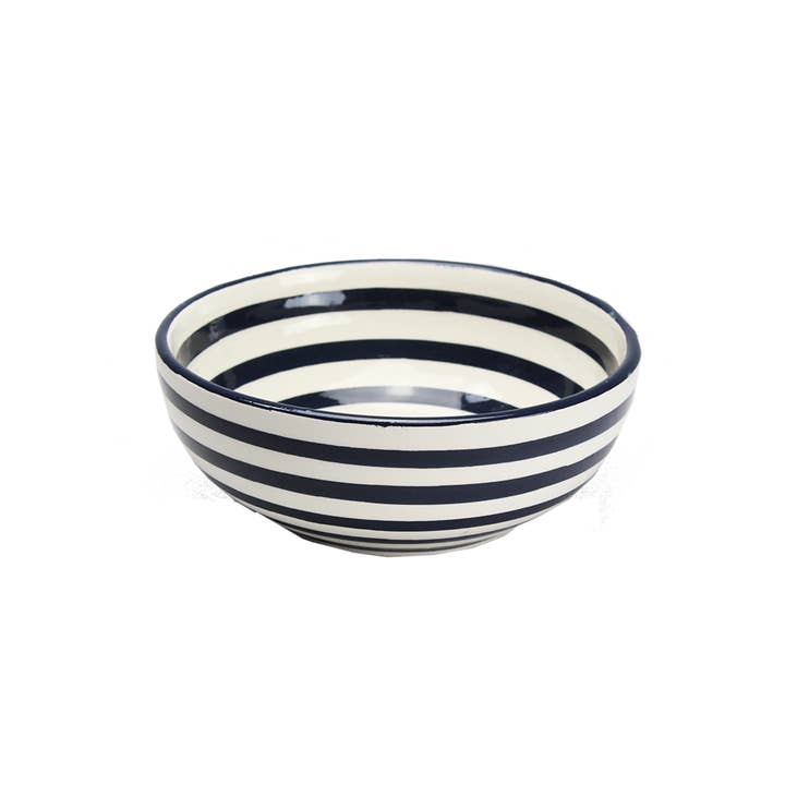 Sobremesa - Wholesale Bowl - Hand Painted Black Stripe Cereal Bowl, Dinnerware