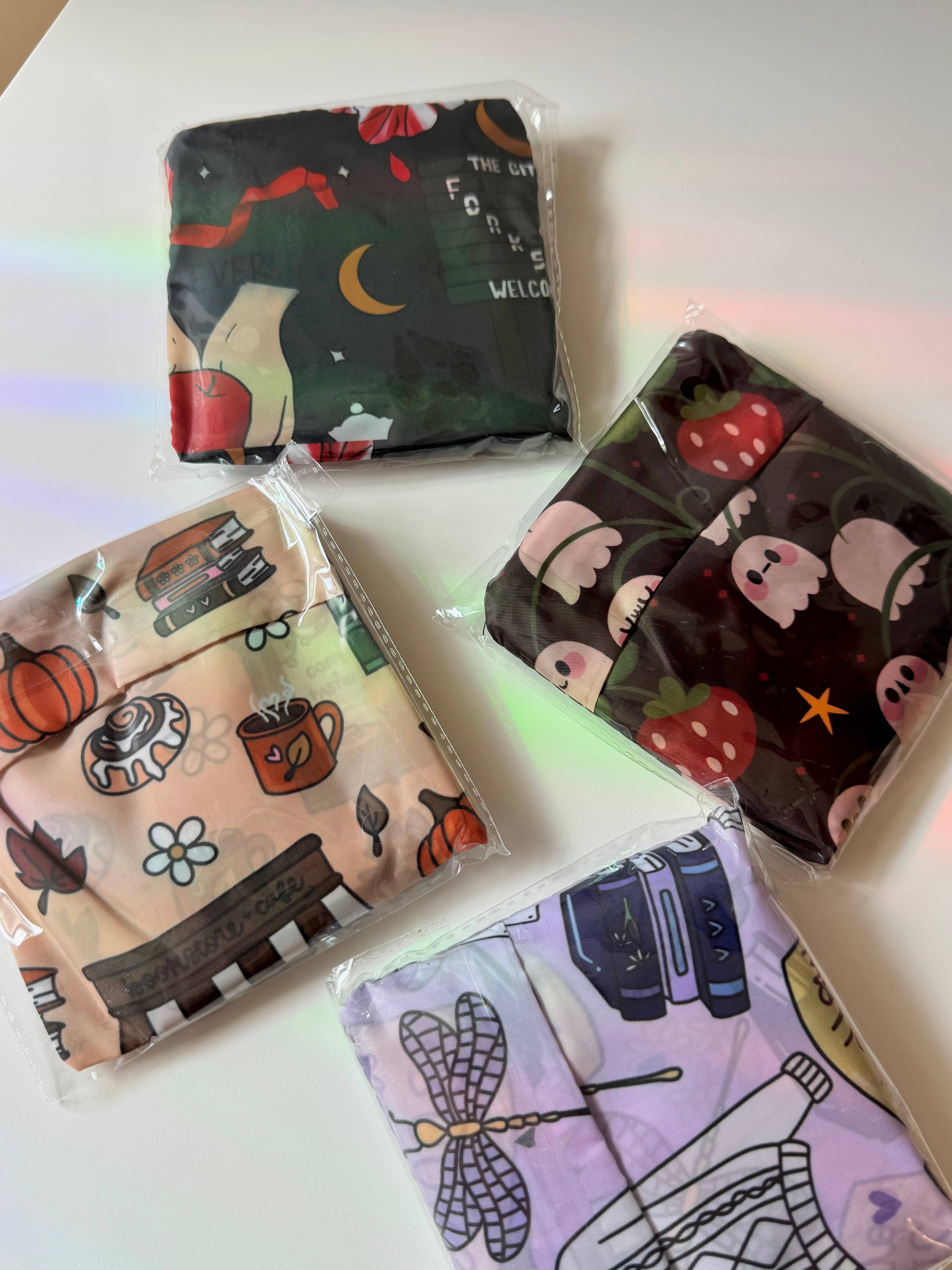 CrescentCatCo - Wholesale Grocery/Shopping Bag - Vampire Saga Bookish Reusable Shopping Bag, Fold Up Pouch5