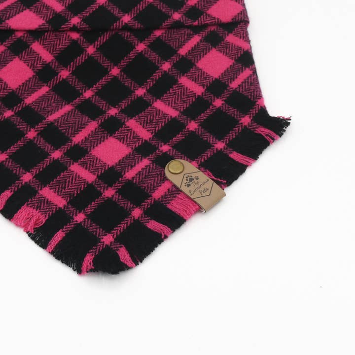 The Luminous Pets - Wholesale Pet Bandana - Dog - Pink Plaid Bandana | Cat & Dog Bandana | Adjustable Snaps
