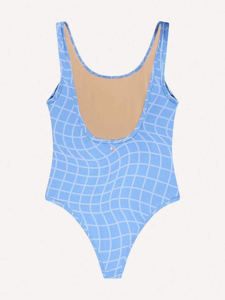 Oy surf - Wholesale One Piece Swimsuit - Women's - “Zephyr” blue pool print terry swimsuit1