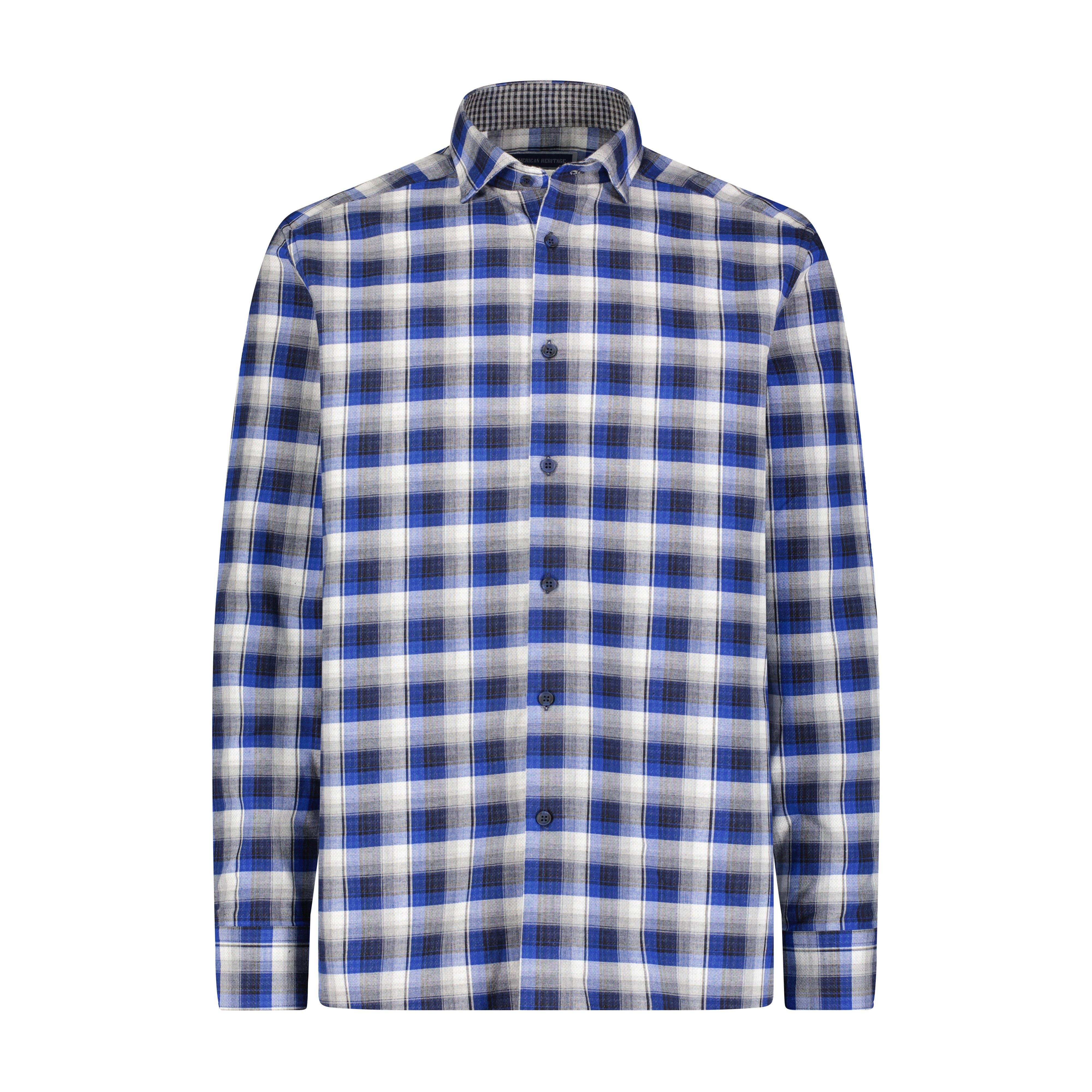 COBALT BLUE Plaid Gingham Shirt for wholesale on Faire0