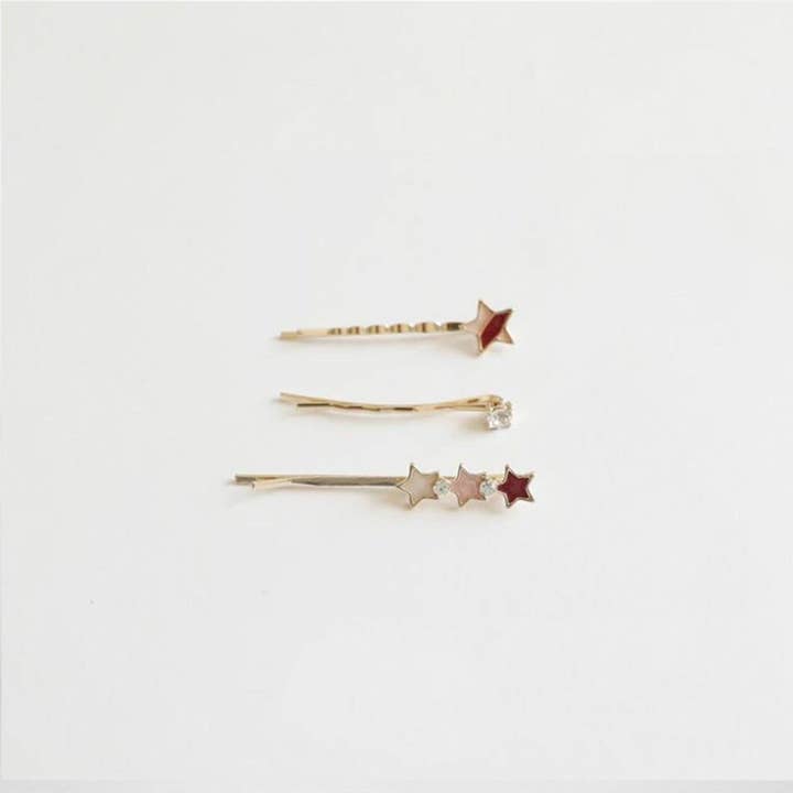 Hair Clip - Pink Star Trio for wholesale by Yuko-B UK