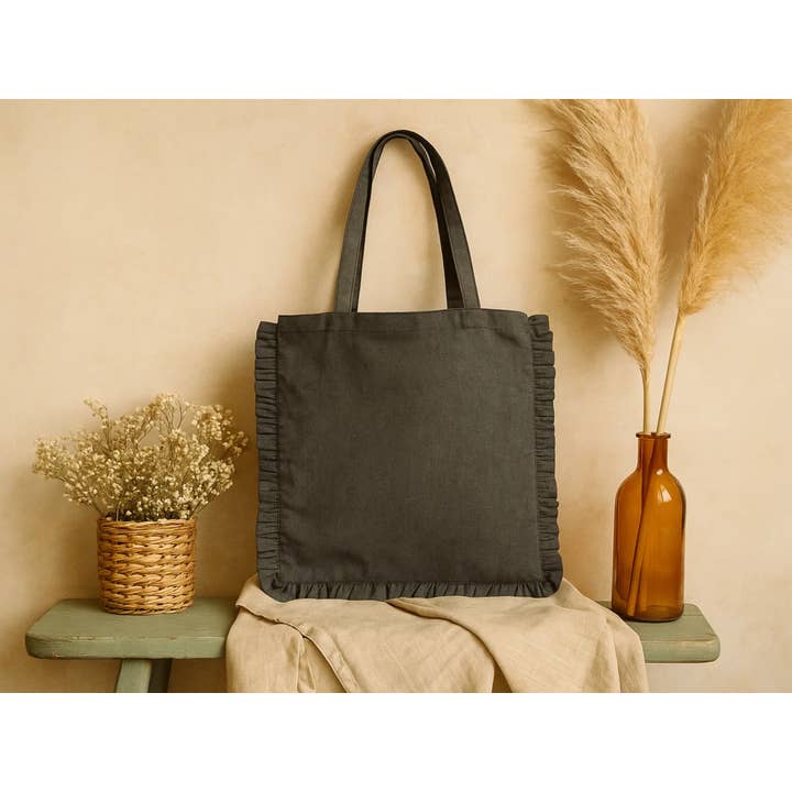 House of Kraft Jewelry & Accessories - Wholesale Tote bag – Women's - Canvas Ruffle Tote | Canvas Colored Tote Bag | Unbranded 18