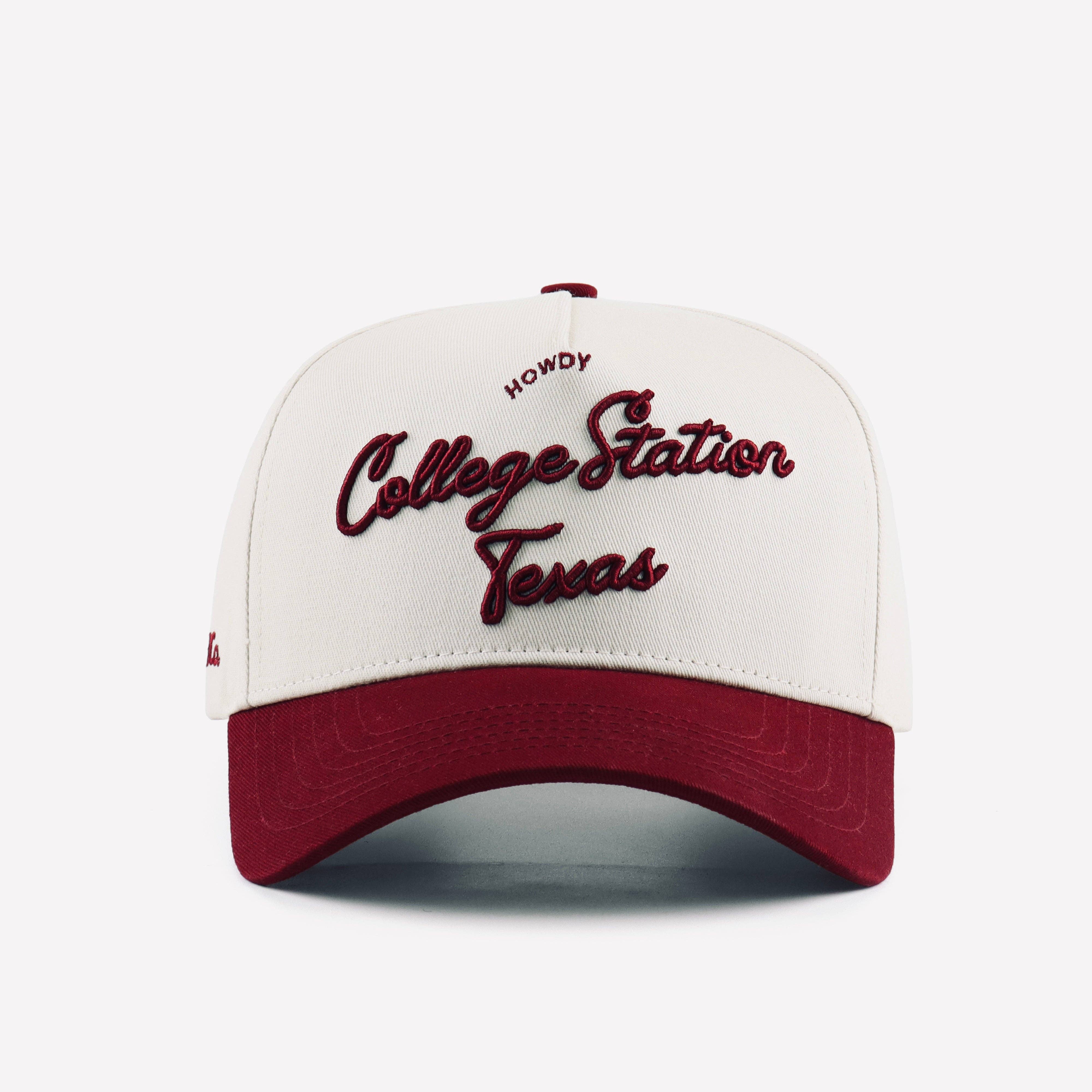 Beige Maroon The "College Station" Script Hat for wholesale on Faire3