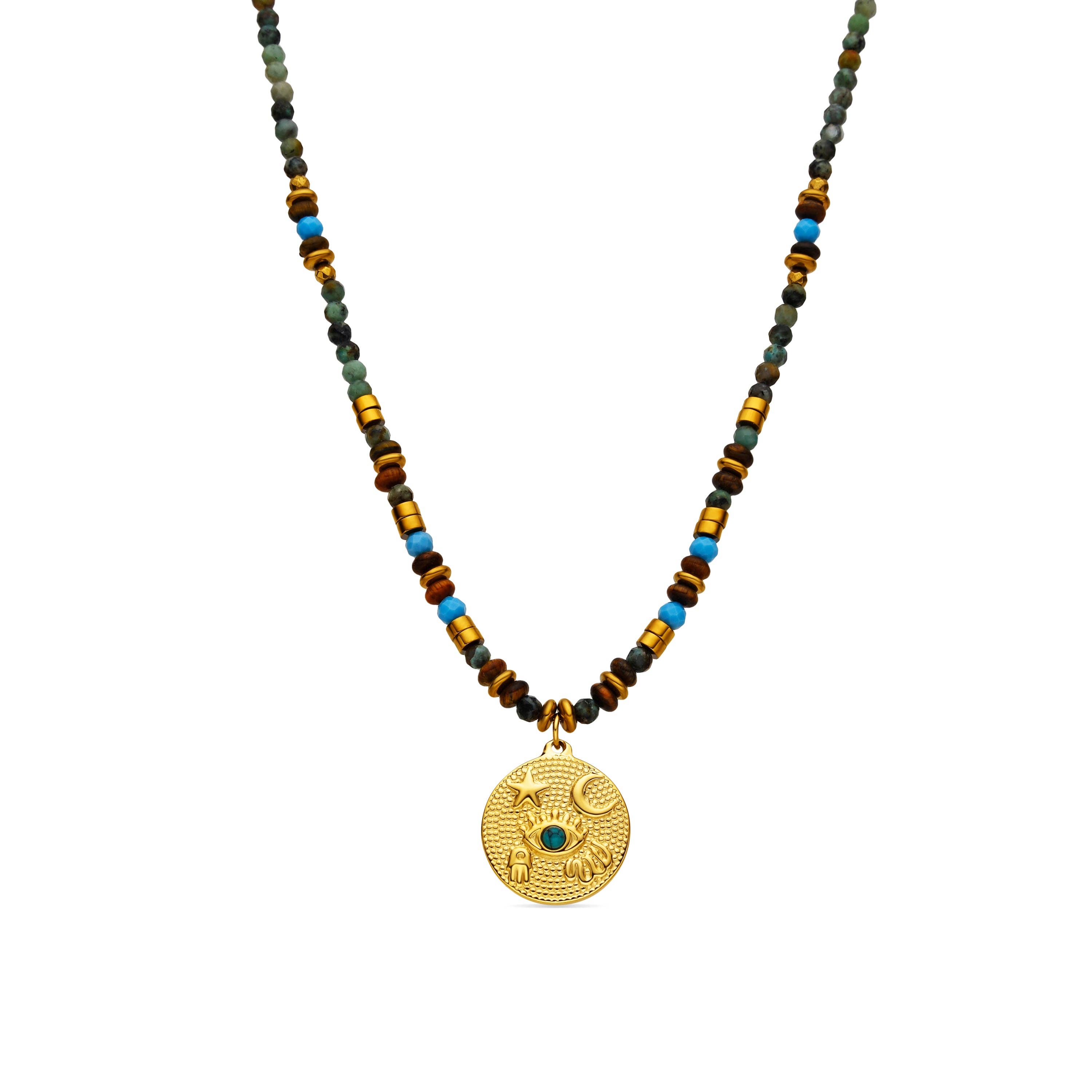 Luxenter - Wholesale Pendant/Charm Necklace - Collar con Multicolor Piedra Natural acabado oro 18k - Salki0