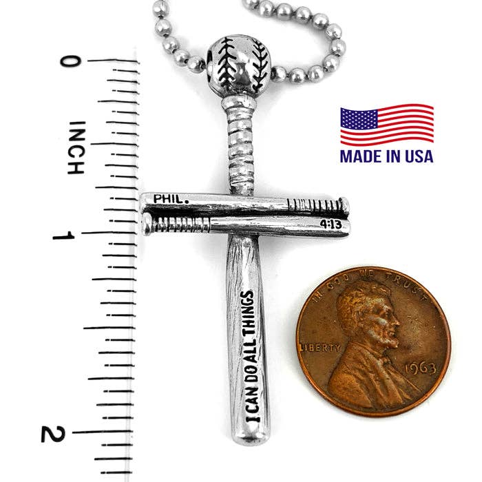 Forgiven Jewelry – Großhandel Kette mit Anhänger/Charm – Baseballschläger und Ball Kreuz Halskette Zinn2