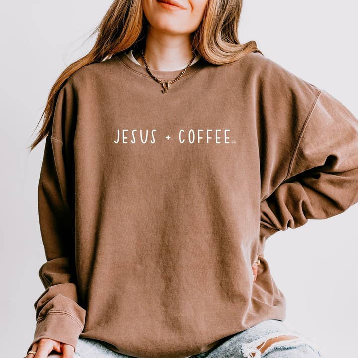 Never Lose Hope Designs – wholesale Sweatshirt med tryck - Dam – Jesus + Coffee Espresso lättviktströja