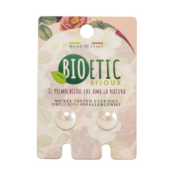 Perla Piatta Cream Earrings Pp8C41 for wholesale by Bioetic bijoux