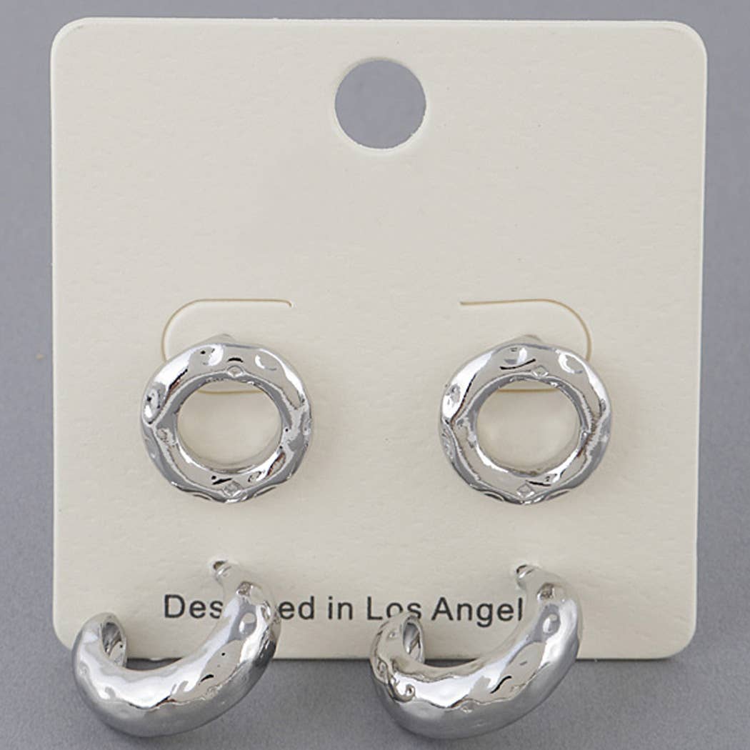 3AM BY H&D ACCESSORIES - Wholesale Jewelry Set - Hammered Shiny Earrings Set2