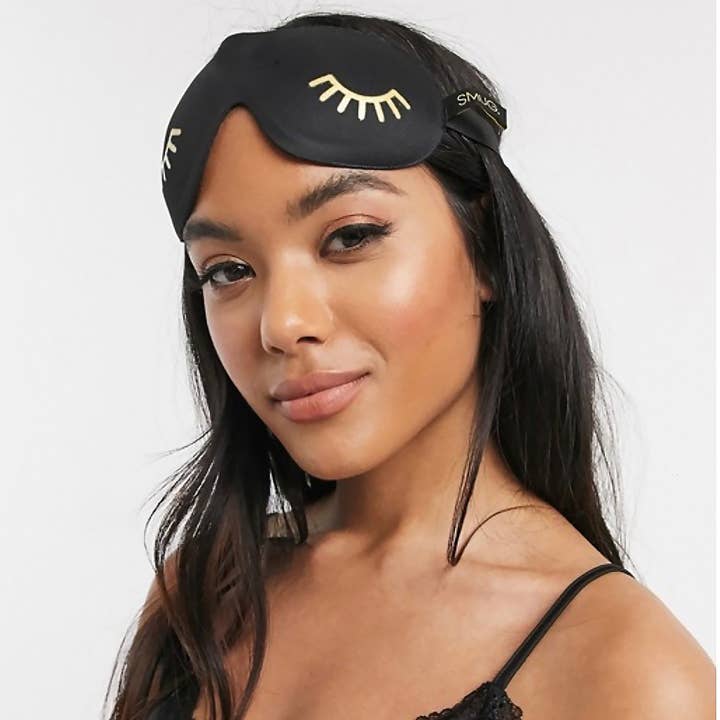 Smug - Wholesale Sleep/Eye Mask - Contoured 3D Blackout Sleep Mask - Wink Print, Black3