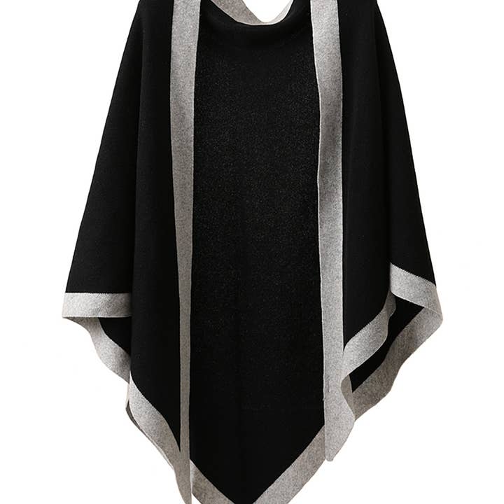 Fennco Styles - Wholesale Wrap - Women's - Contrast Border Knit Cashmere Blend Triangular Shawl Wrap